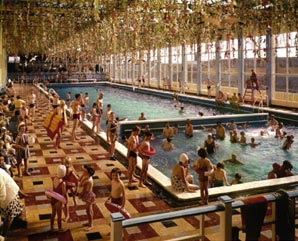 Turn of the century picture depicting all ages and populations taking the benefits of aquatic fitness!
