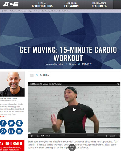 Start your new year on a healthy foot with Lawrence Biscontini's heart-pumping, full-length, 15-minute, step cardio total body workout.